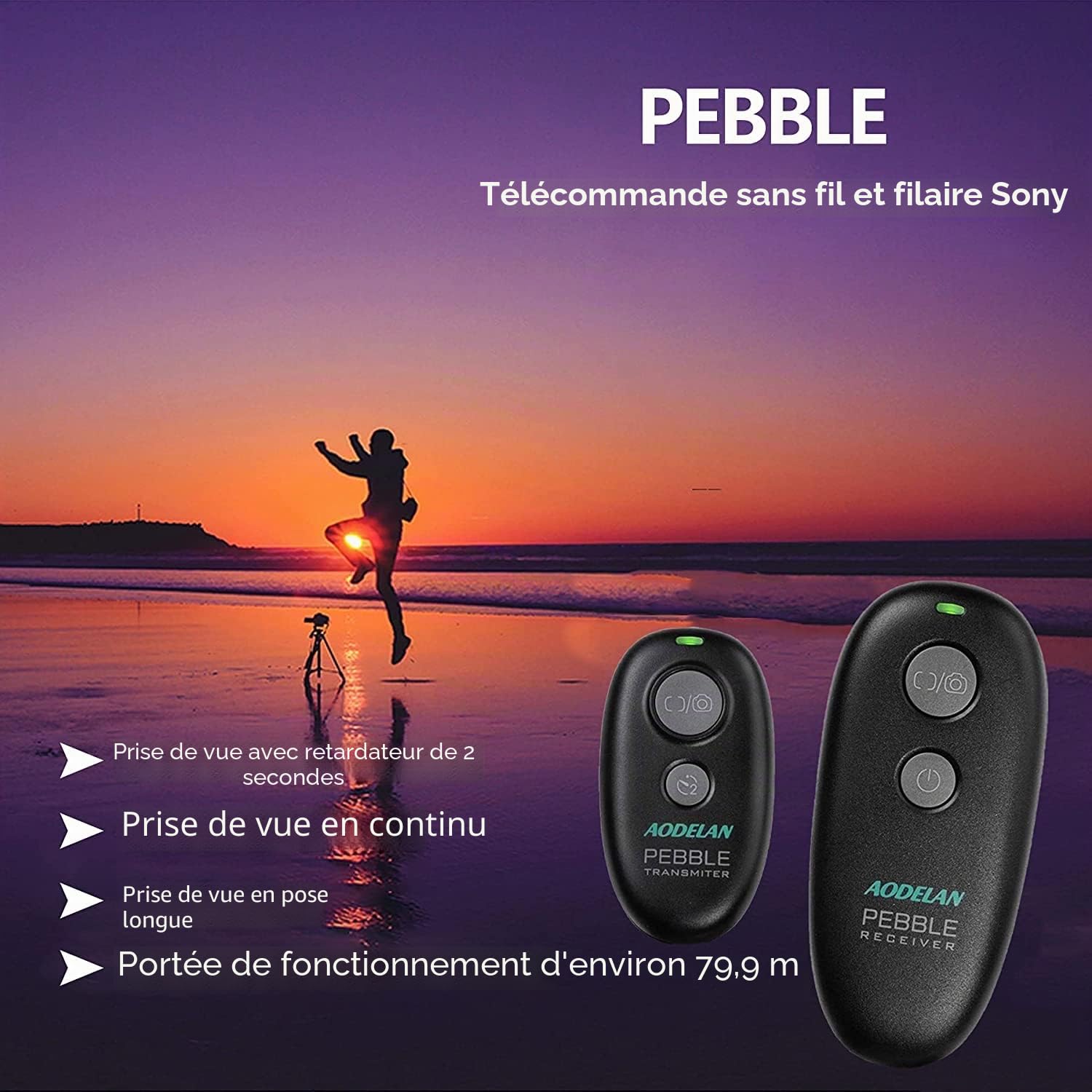 AODELAN Déclencheur sans fil pour appareil photo Sony Alpha a7 A7R A7RIII A77II A6000 A3000 A6300 A500 A200 A5100 A9 A560 A700 A850 HX300 RX100 V(A) RX100 VI. , Remplacer RM-LG. 1AM et RM-SPR1