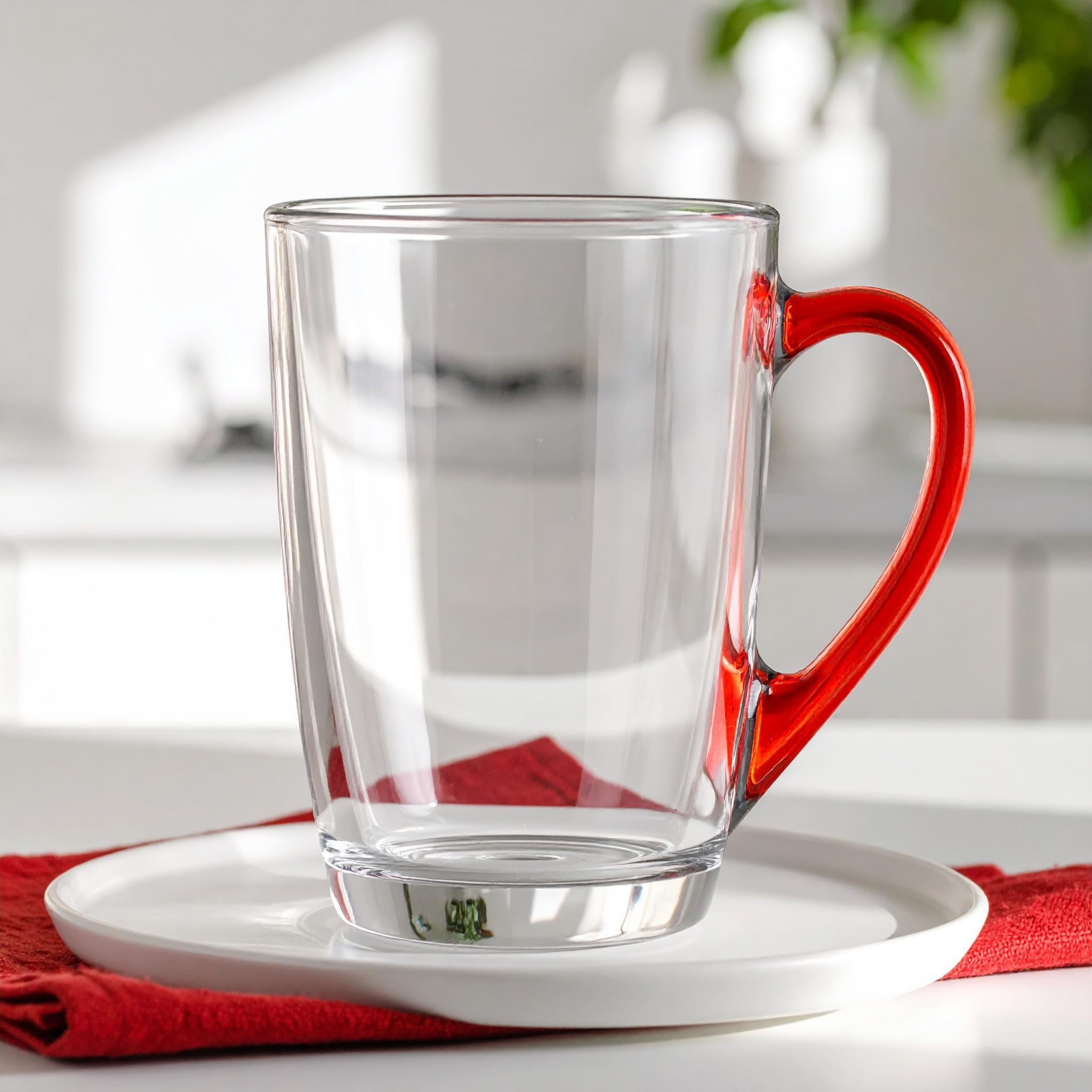 Glasmark KROSNO 1992 Set de 6 Tazas de Café con Asa de Colores Vasos de Café 300 ml Transparente