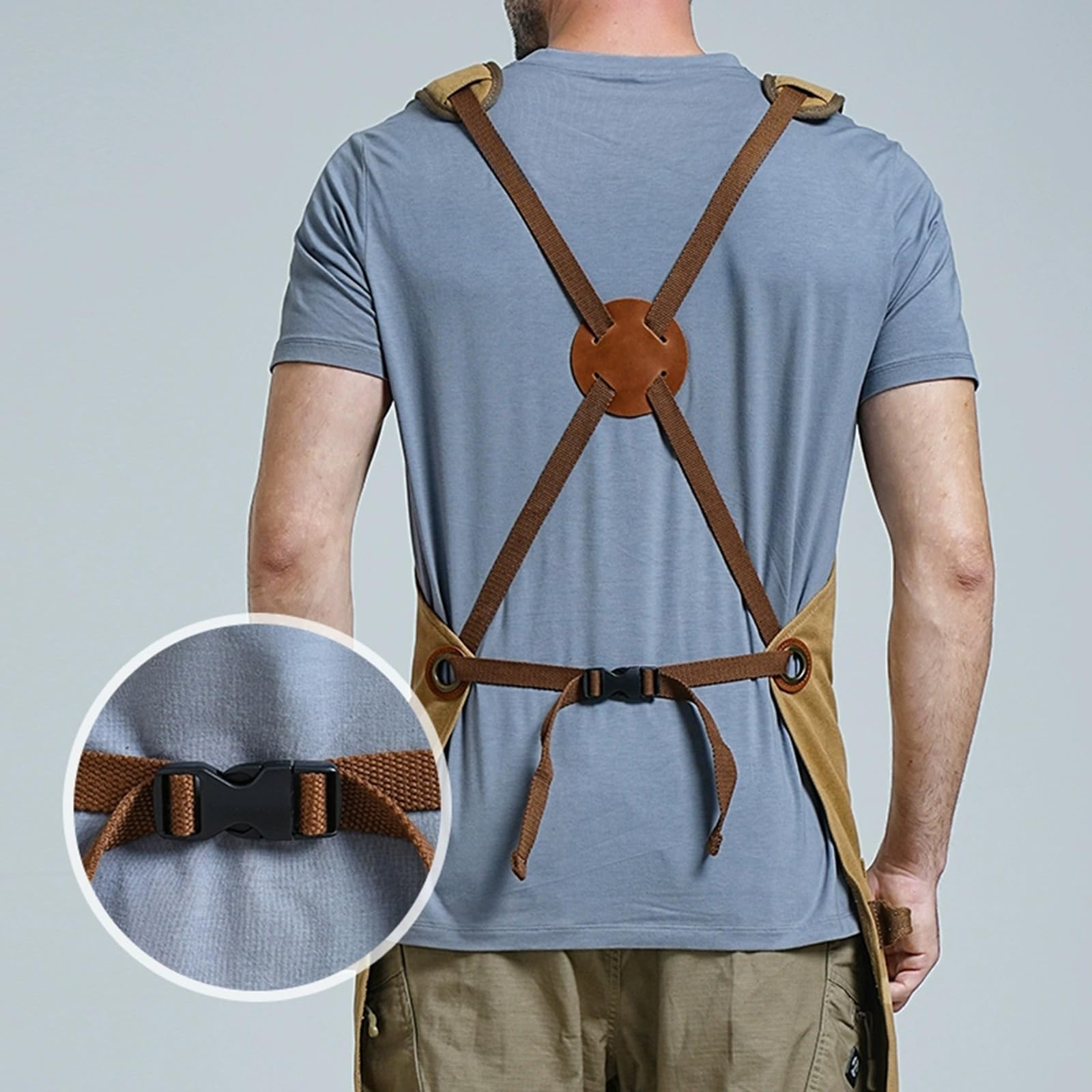 Tabliers De Travail pour Hommes Femmes, Tabliers Toile avec Sangle Réglable Et 7 Poches, Tablier pour Charpentier,Menuisier Beige,One Size
