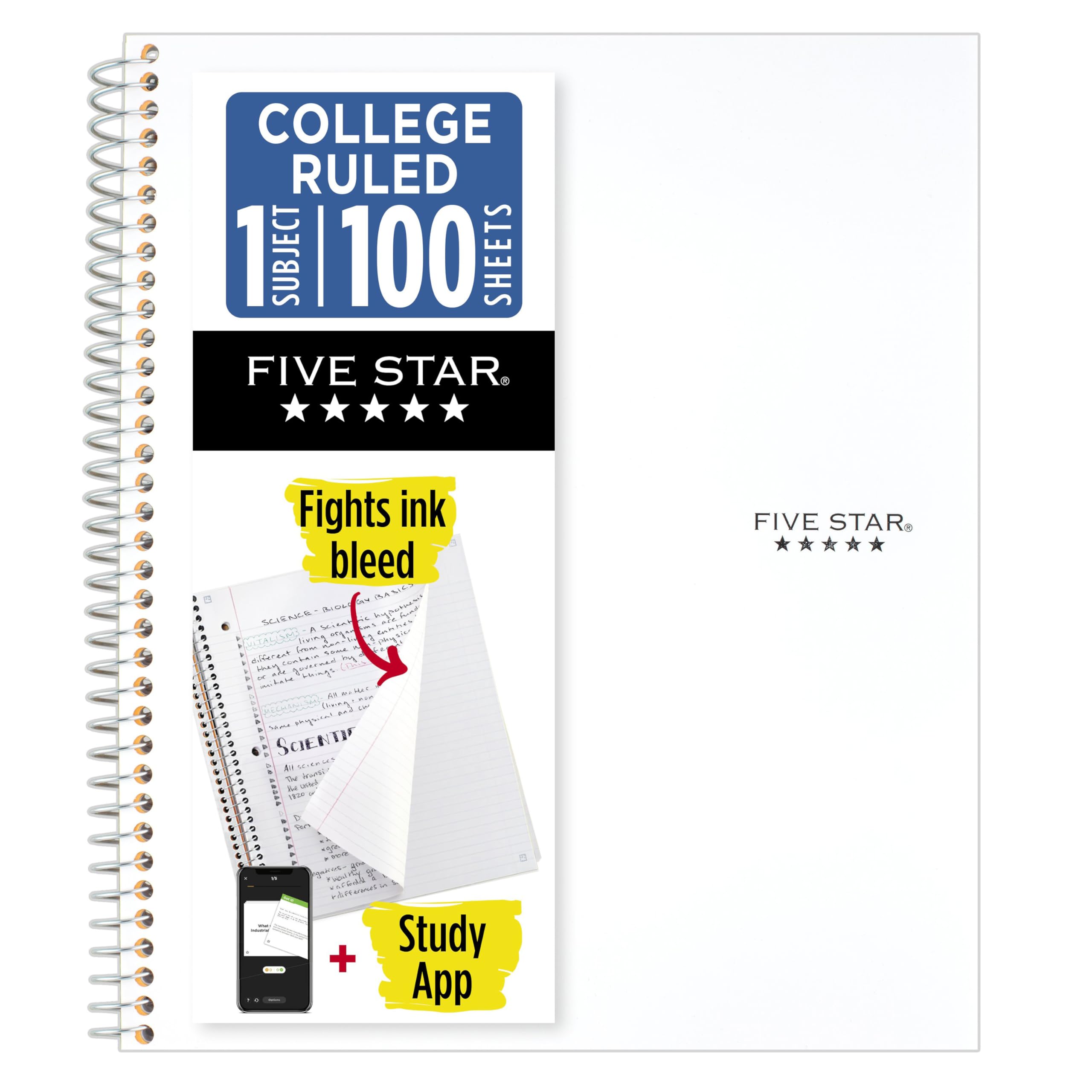 Five Star Spiral Notebook + Study App