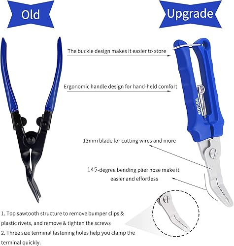 Miniatura 2 de Wetado - Juego de 3 alicates de clip y herramienta de extracción de sujetadores, kit de herramientas de extracción de moldura automática, kit de