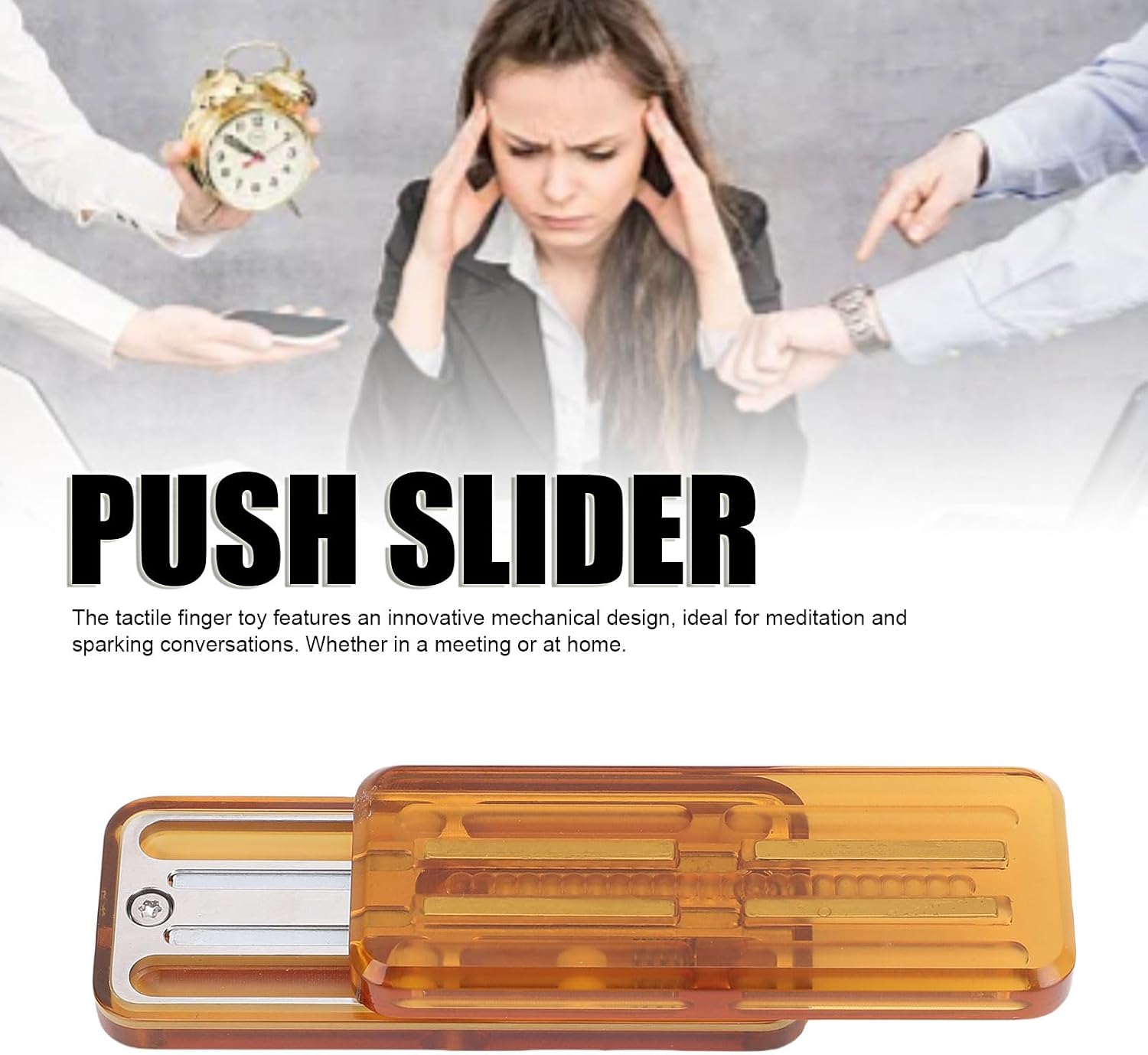 TOPINCN Mechanical Push Slider Toy, Fidget Toys Adults, Tactile Finger with Double Tracks, Portable Sliding Push Decompression Desk to Relief Anxiety and Stress