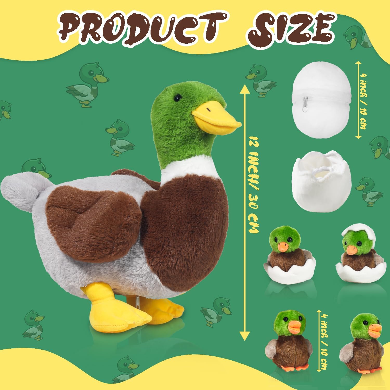 9 in 1 Chicken Stuffed Animal Chicken Plush Toys and Mallard Duck Stuffed Animal Plush for Kids Christmas Birthday Gift