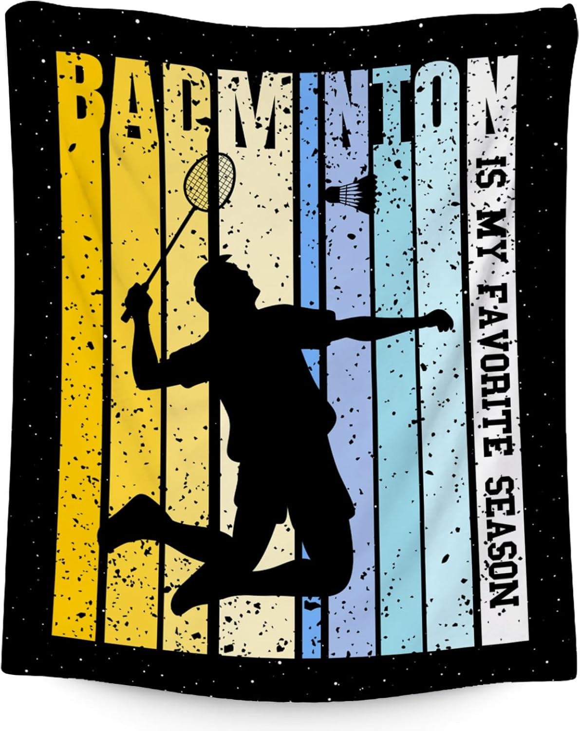 Badminton Blanket, Badminton Gifts for Men Boys Him Dad, 60"x80" Flannel Throw Gift for Kids Bedroom Decor, Soft Fuzzy Sport Theme Blankets for Bed Living Room