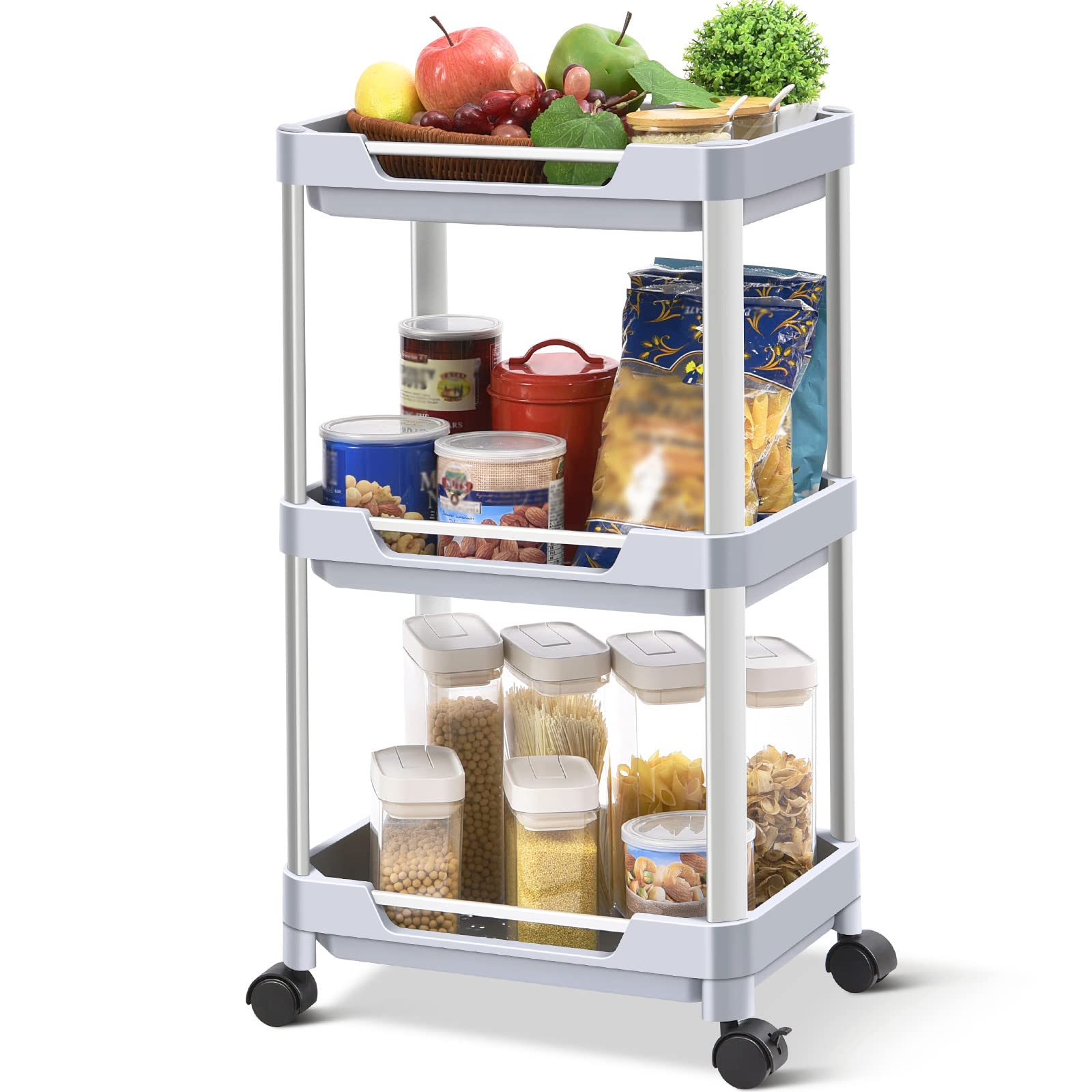Buy KINGRACK 3 Tier Rolling Cart, Storage Organizer Cart with Wheels