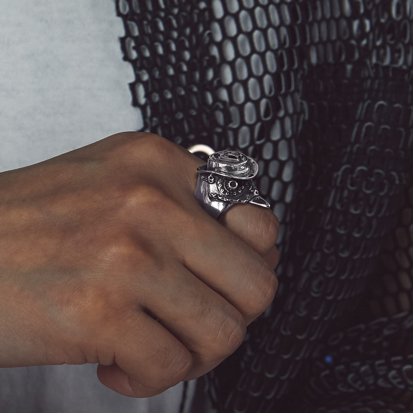 Bandmax Anillo Grande Máscara Médico de la Plaga, Estilo Gótico Steampunk Joyería para Disfraz Halloween