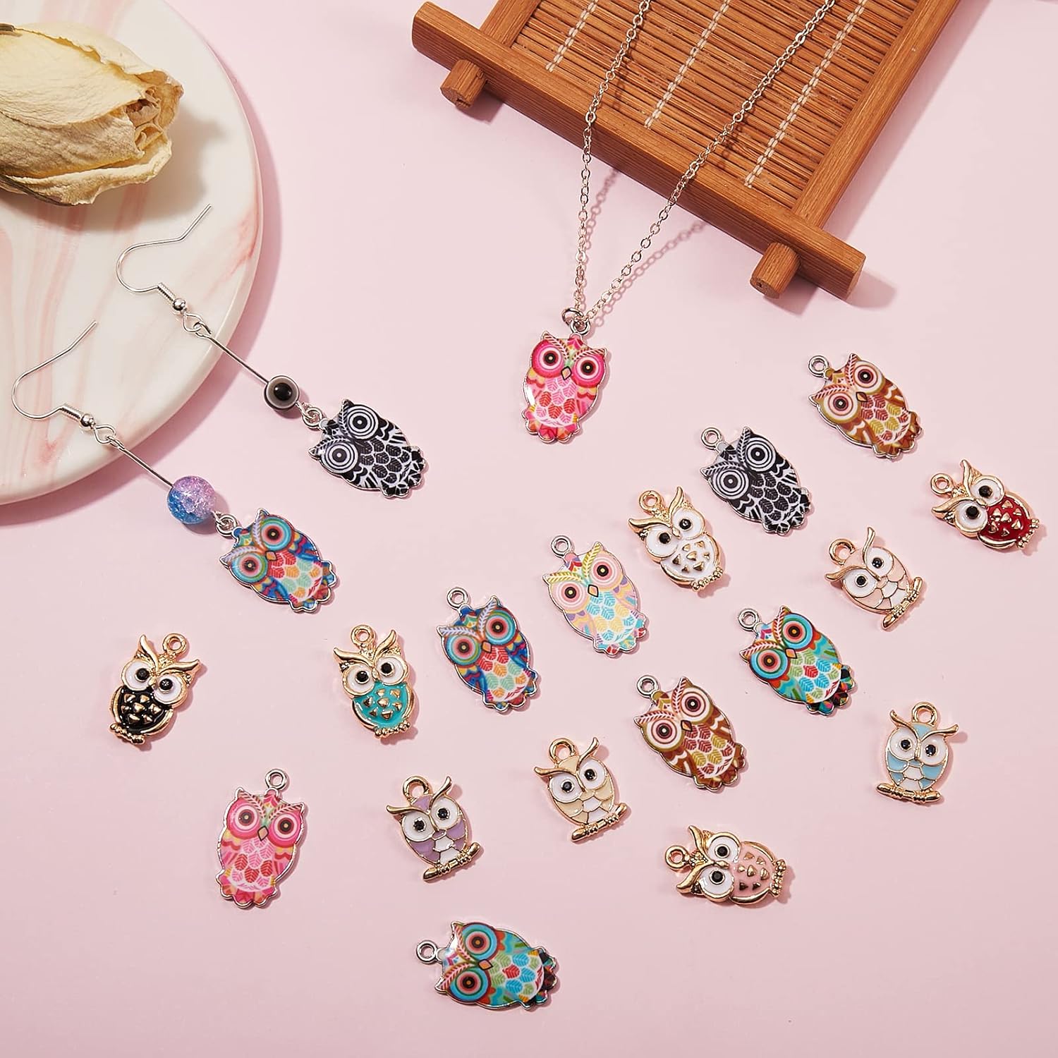 30 Pcs Owl Enamel Charms Pendants Colorful Owl Charms Pendant for Jewelry Necklace Earring Keychain Making Crafts - Image 4