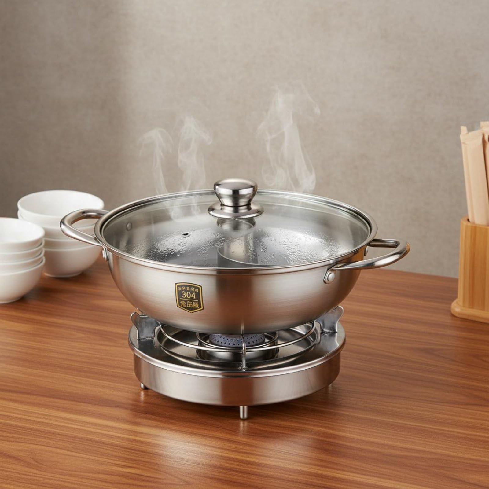 Baoblaze Casseruola Doppio Scomparto con Corpo Robusto Manici Termoisolanti E Superficie Liscia Realizzata in Acciaio Inox Adatta, 32 Cm, Pentola Singola Con Coperchio