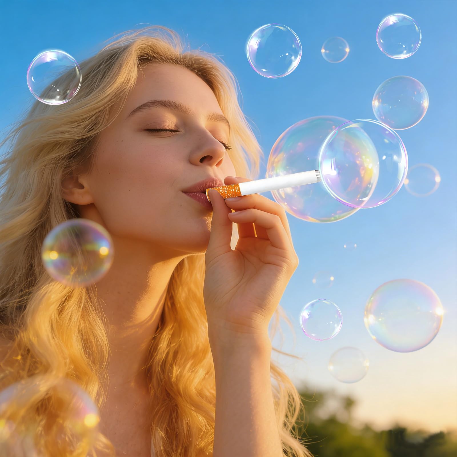 Bubble Cigarette Blower 2 Kit,Bubble Cigarette Stress Relief Toy Mini Bubble Blower Sticks Box Bubbles Toy Relaxation Birthday Christmas Party Gift for Men Women — view 6