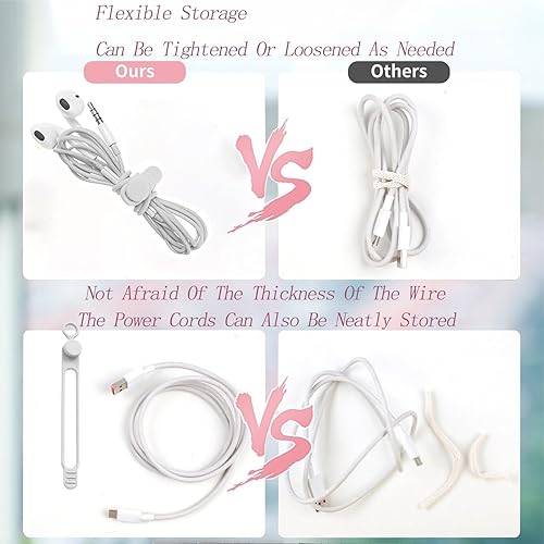 Miniatura 3 de Banda de almacenamiento de cables de datos de silicona, tira de arnés de silicona para agrupar y asegurar líneas de cable, correas de gestión