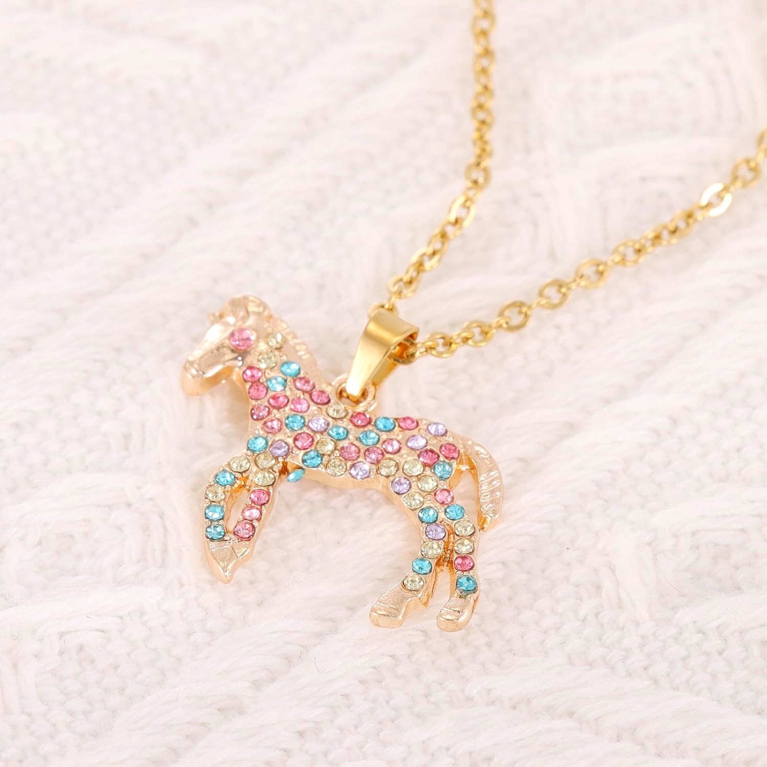 HUTIMY Horse Lover Necklace Gifts for Women Little Rainbow Horses Jewelry Horse Pendant Necklace - Image 3