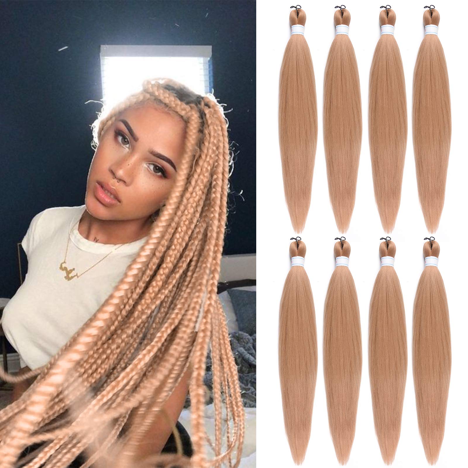 Buy Pre Stretched Light Blonde Color Easy Braiding Hair 8Packs/Lot