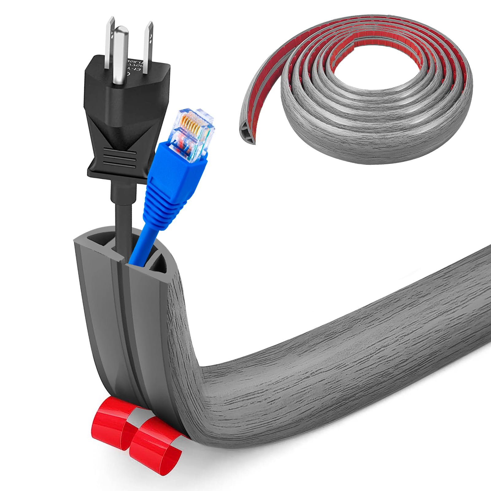 Pasacables Suelo, Canaleta Cables Suelo, 3.0M x2cm Protector de Cables para Suelo, Cubiertas de Suelo para Cables Autoadhesiva Montaje para Todos los Hogar, Oficina, Escuela,Almacén(Blanco-Redondeado) — view 73