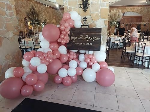 Miniatura 5 de Bonropin Kit de arco de guirnalda de globos de color rosa polvoriento, 140 unidades, 5101218 pulgadas, látex mate, diferentes tamaños como