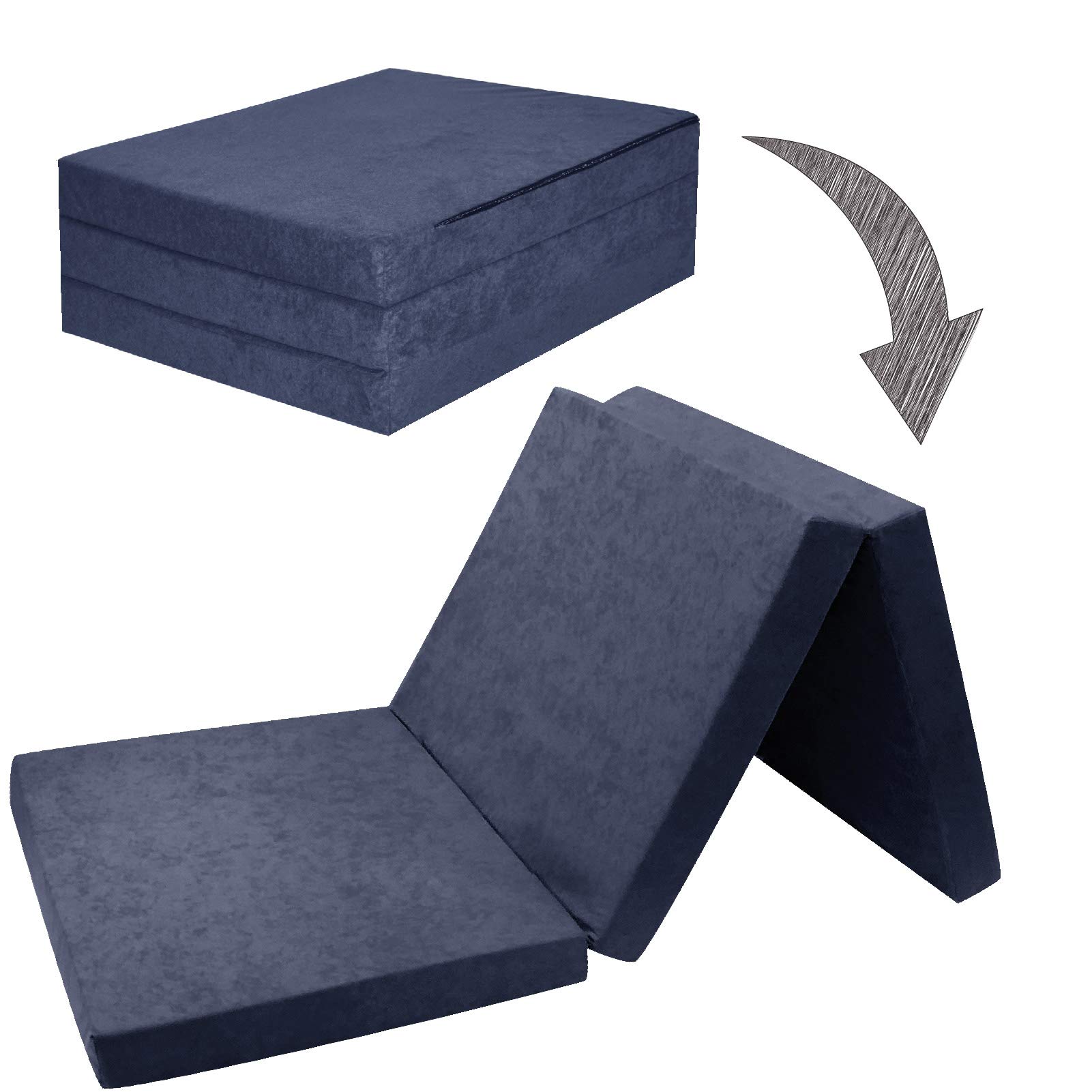 Matelas d'appoint Pliable pour lit d'appoint futon Pouf 195 x 80 x 9 cm Couleur Bleu