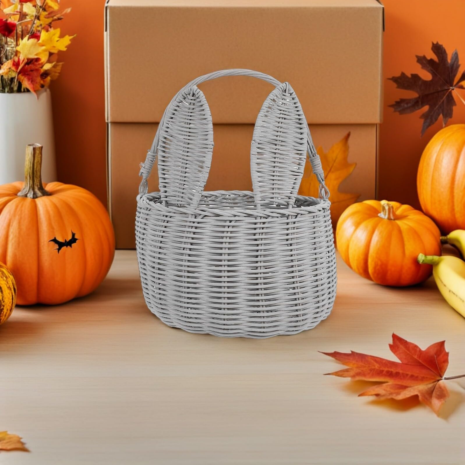 COLLBATH Rattanowy Kosz Na Kwiaty Rattan Flower Mały Kosz Do Przechowywania Grey