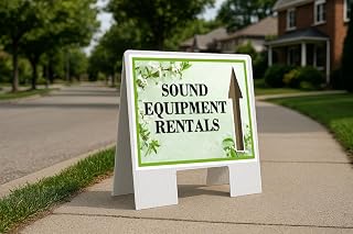 Sound Equipment Rentals Spring Flowers Sage Green Up Arrows A-Frame Single Sided 23x23 in. sign