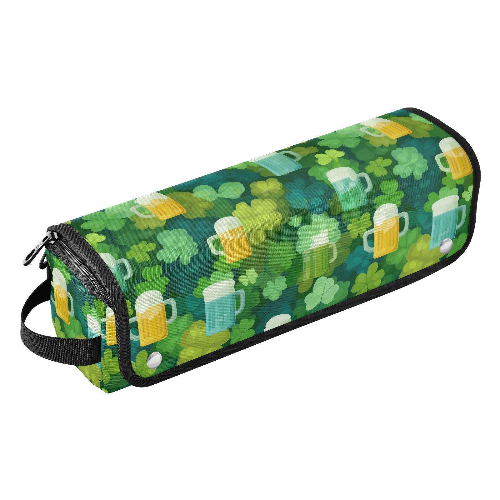 Shamrock Beer Green Hot Hair Tools Travel Bag for Hot Tools Straightener, Curling Iron,Hair Dryers,Haircare Accessories Portable Organizer for Women Heat Resistant Mat Large Capacity Design-image-6
