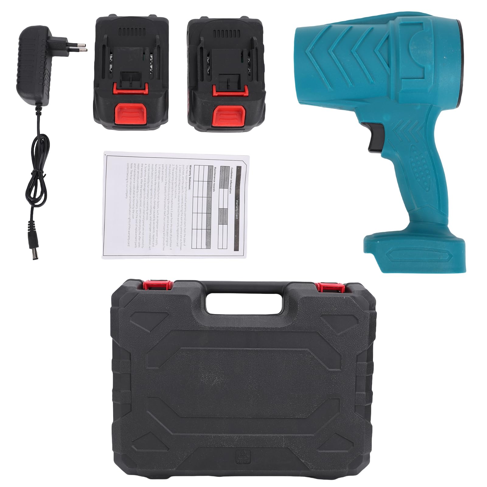 Soffiatore Senza Fili 21V, Asciugatore per Auto Spolverino Portatile con 2 batterie ricaricabili, Soffiatore per Foglie a velocità Variabile per Autolavaggio, Pulizia Esterna,