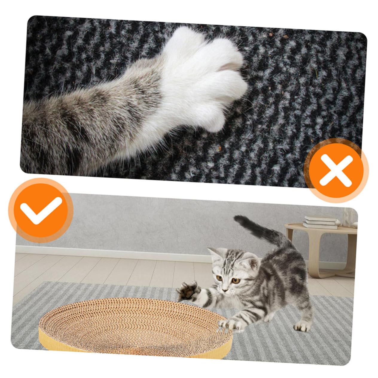 Katzenkratzbrett Ersatz, 2 Stück Wellpappe Kratzmatten Khaki