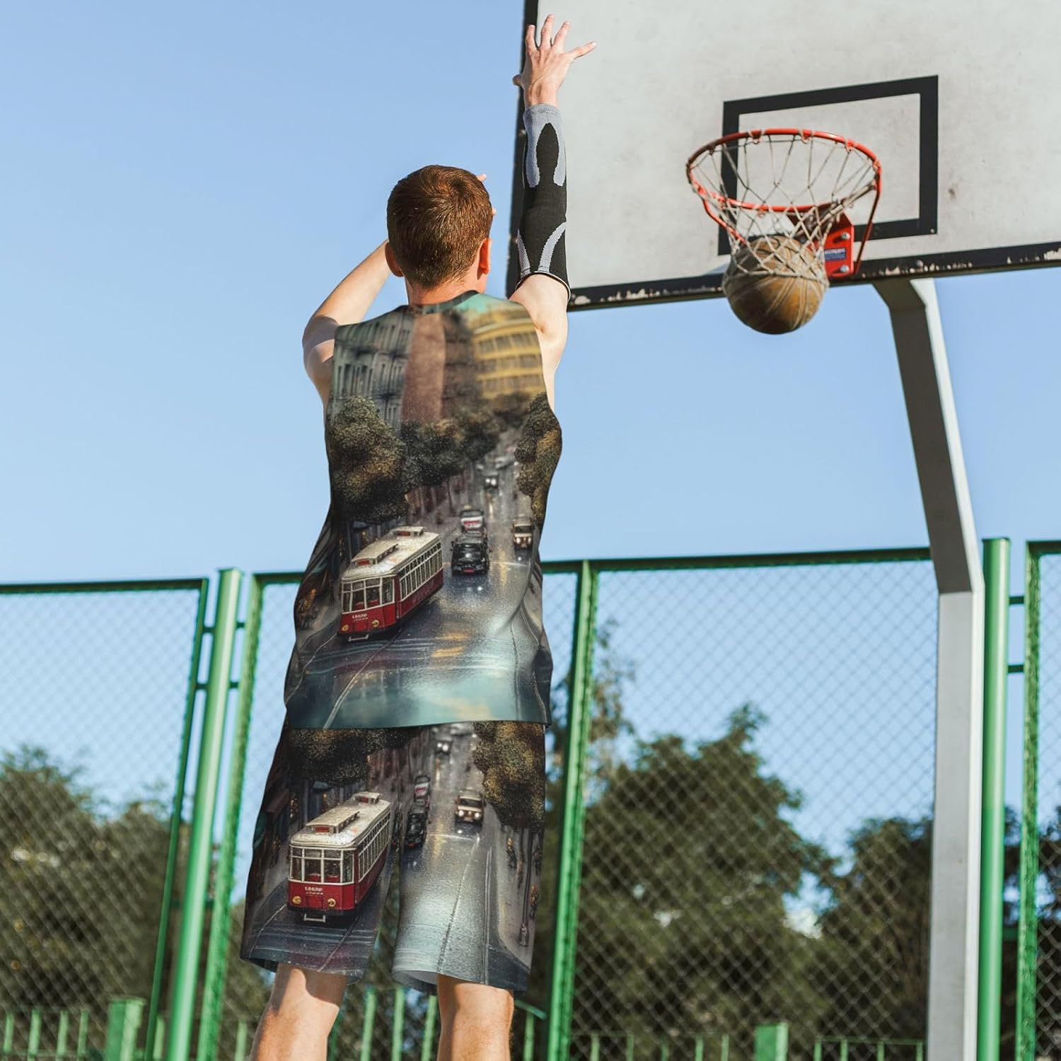 Mens Basketball Jerseys Large City Street Uniform Suit Mesh Sports Jersey Outfits T-Shirt and Short Sets Black