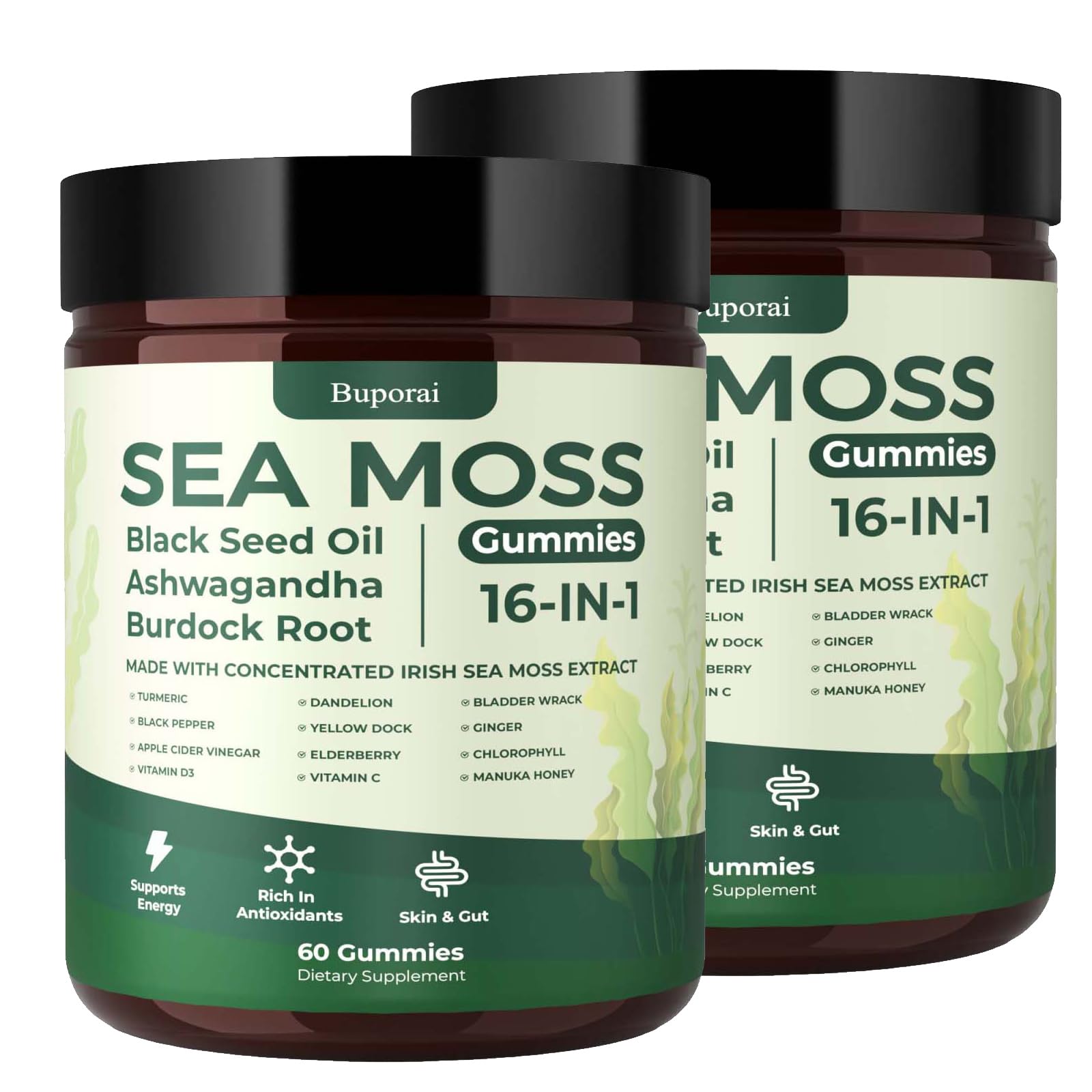Sea Moss Gummies 16-in-1, Black Seed Oil Ashwagandha Turmeric Bladder Wrack Vitamin C Vitamin D3 Elderberry Manuka Dandelion Yellow Dock Apple Cider Vinegar for Men & Women — Amazon image 10