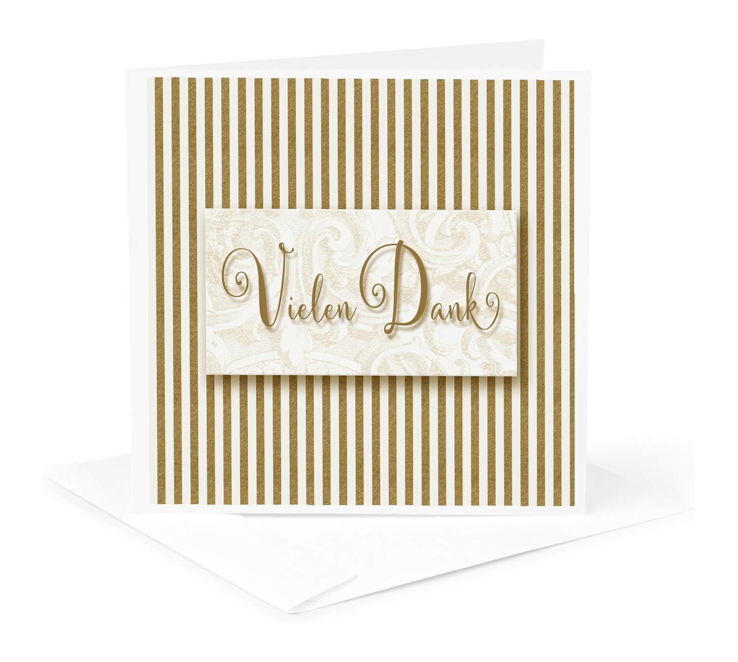 Greeting Card - German Language Thank You Vielen Dank Golden Hues with Linen White - Sentiments