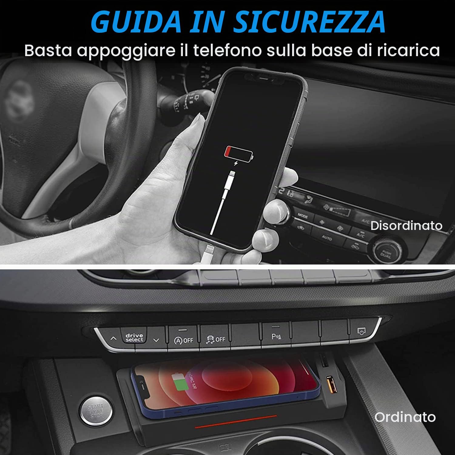 Caricatore Wireless Auto per Audi A4 S4 RS4 A5 S5 RS5 2017-2022, 15W Caricabatteria per Telefono a Ricarica Rapida per Audi A4 A5 Sedan/Allroad/Quattro/Coupe/Sportback/Cabriolet Accessorio