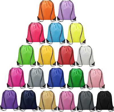 Vorspack 100 Pcs Drawstring Bags Bulk - Lightweight Drawstring Backpack, Cinch Bag for Party Sport Gym Trip Gift - 20 Colors
