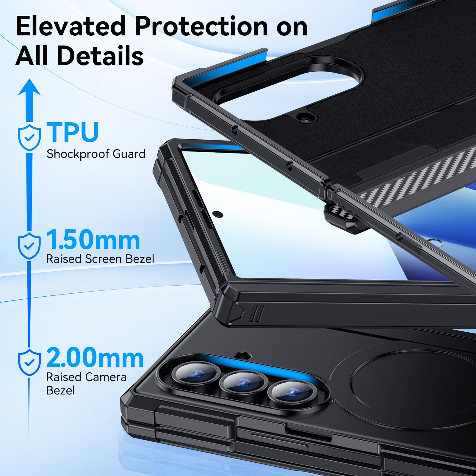 Etui magnetyczne do Samsung Galaxy Z-Fold-7: pozioma i pionowa podstawka, kompatybilna z MagSafe, ochrona ekranu 9H, wytrzymała ochrona zawiasów, odporne na uderzenia etui ochronne TPU ZFold