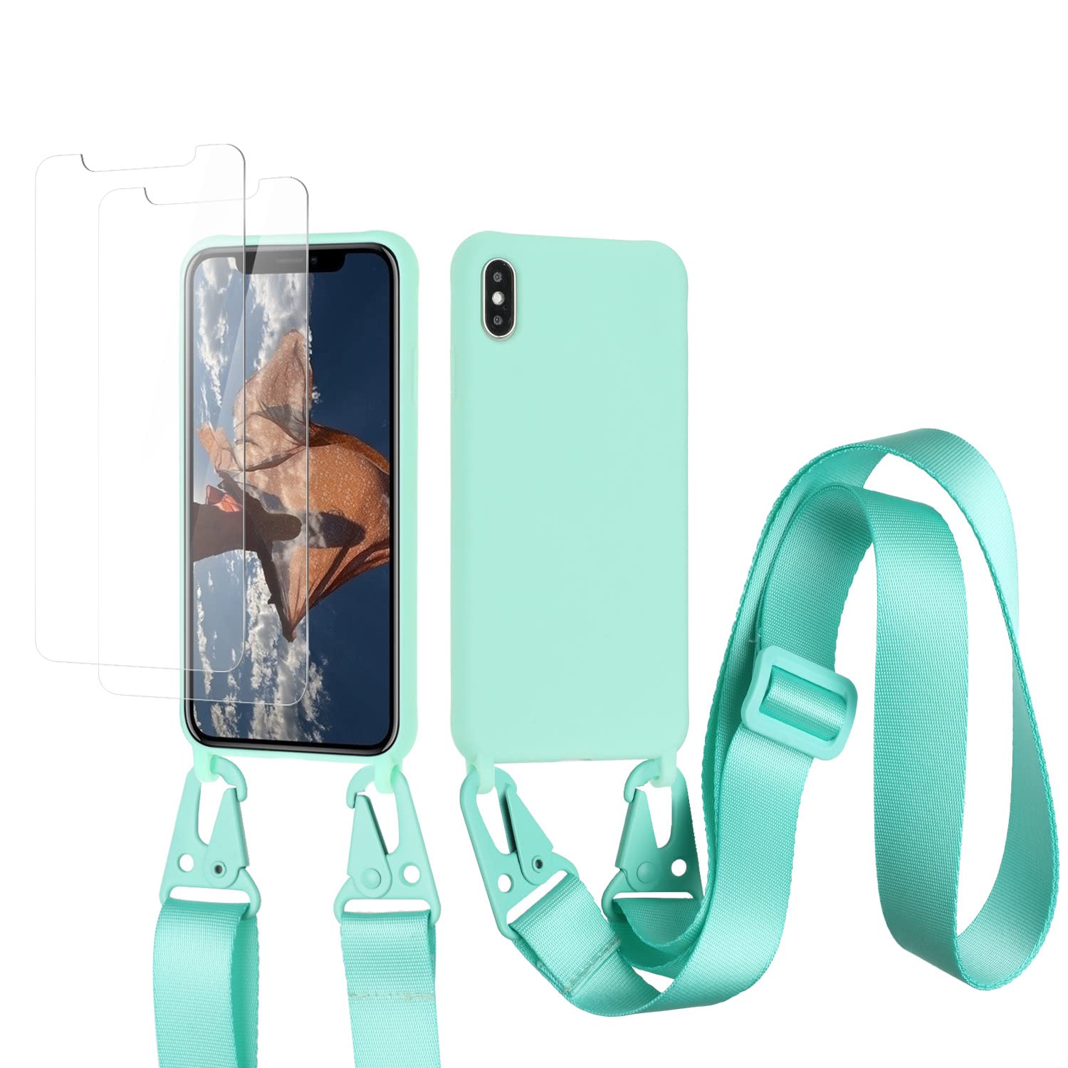 vrupin Funda Compatible con iPhone 13.con (2 x Protector Pantalla)con Cuerda Case con Ajustable Cordón.Silicona Líquida Funda-Loto Color — view 25