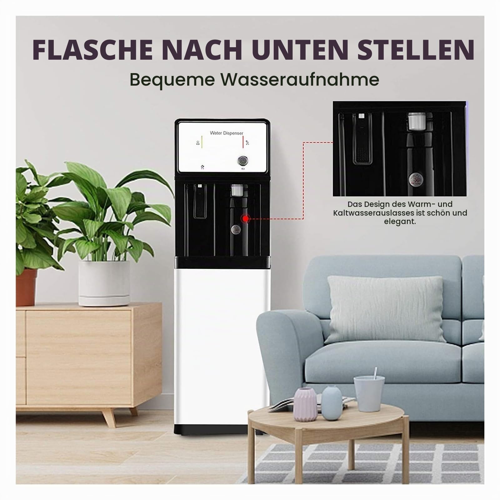 Freistehend Netzgespeiste Einheit Laden Wasserspender,Kühler & Wasserspender Für Trinkwasser,Heißwasserspender Mit Installationskit,3 Wassertemperaturen,Geeignet Für Kommerzielle Nutzung