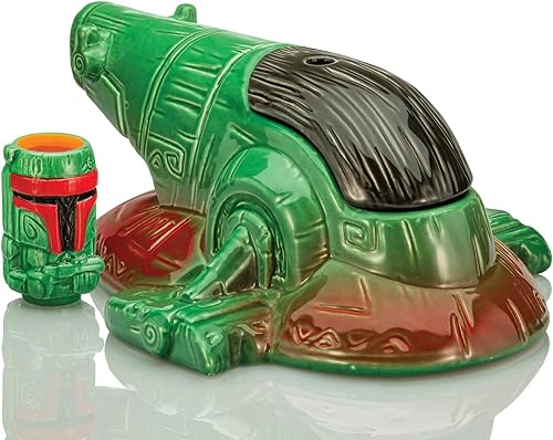 Geeki Tikis Star Wars Boba Fett Firspray Starship - Juego de cuencos de boxeo de 24 onzas con mini vaso Muglet