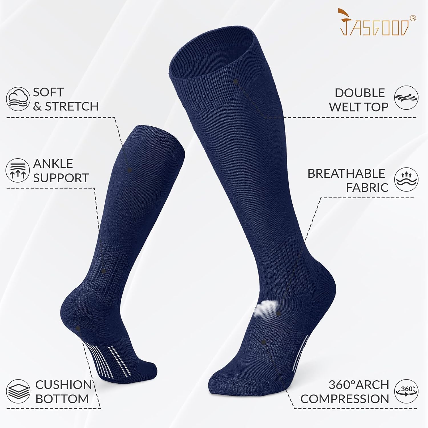 JASGOOD Baseball Socks and Belt Combo Set Softball Socks Baseball Elastic Belt for Youth Boys Girls Adult - Image 4