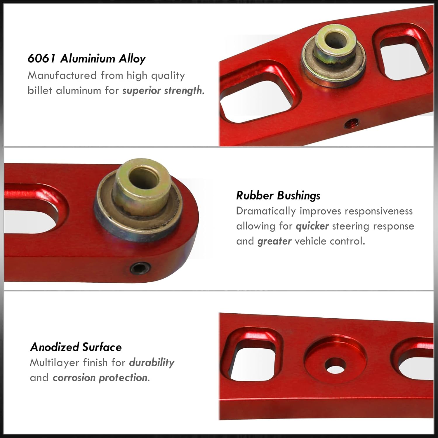 AJP Distributors JDM Rear Lower Suspension Control Arm Kit LCA Red + Bushings Compatible/Replacement For Civic CRX Del Sol Integra 1988 1989 1990 1991 1992 1993 1994 1995 1996 1997 1998 1999 2000 2001