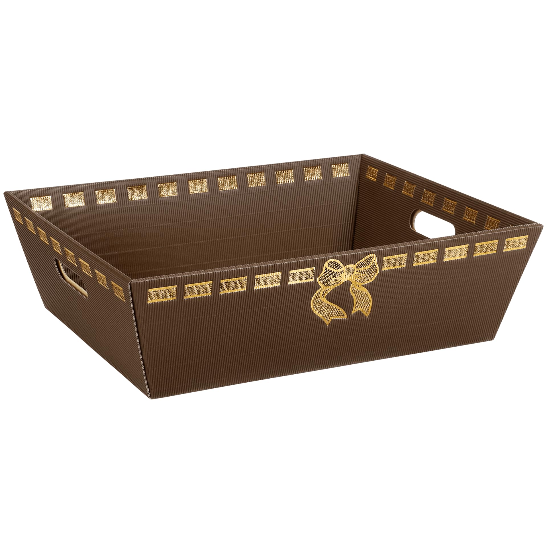 [BOXXCO] 25 Stück Präsentkörbe viereckig Wellenstruktur Exquisit groß 376x286x129 mm Geschenkverpackung Offene Welle