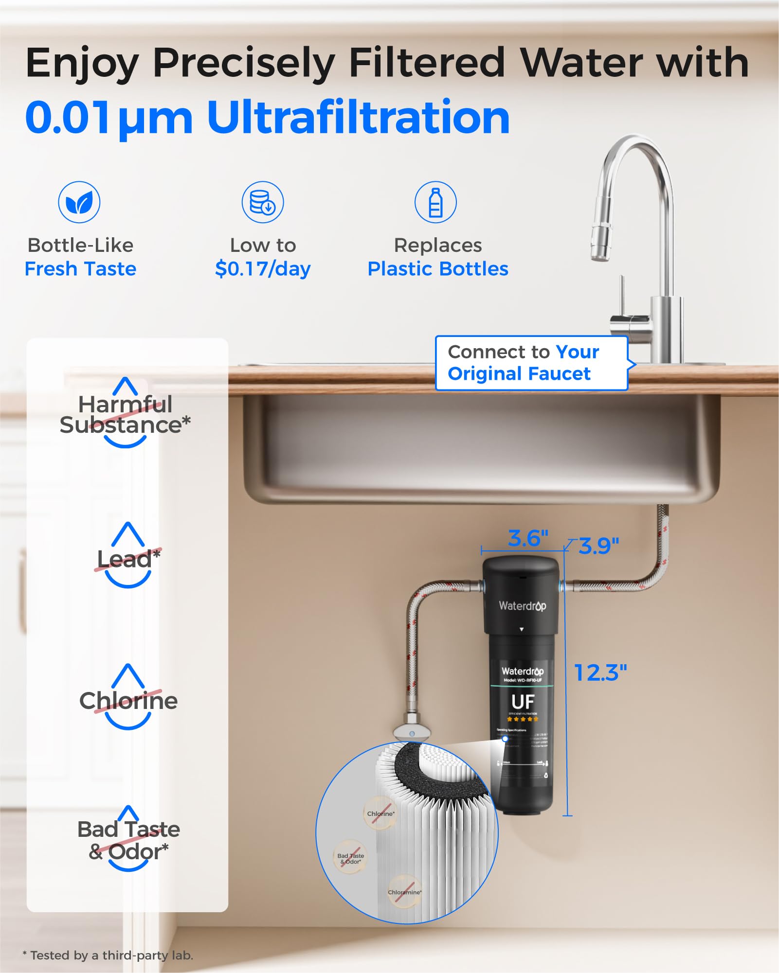 Waterdrop 10UA-UF 0 01 m Ultra Filtration Under Sink Water Filter System 1 Year Reduces Lead Chlorine Bad — view 2