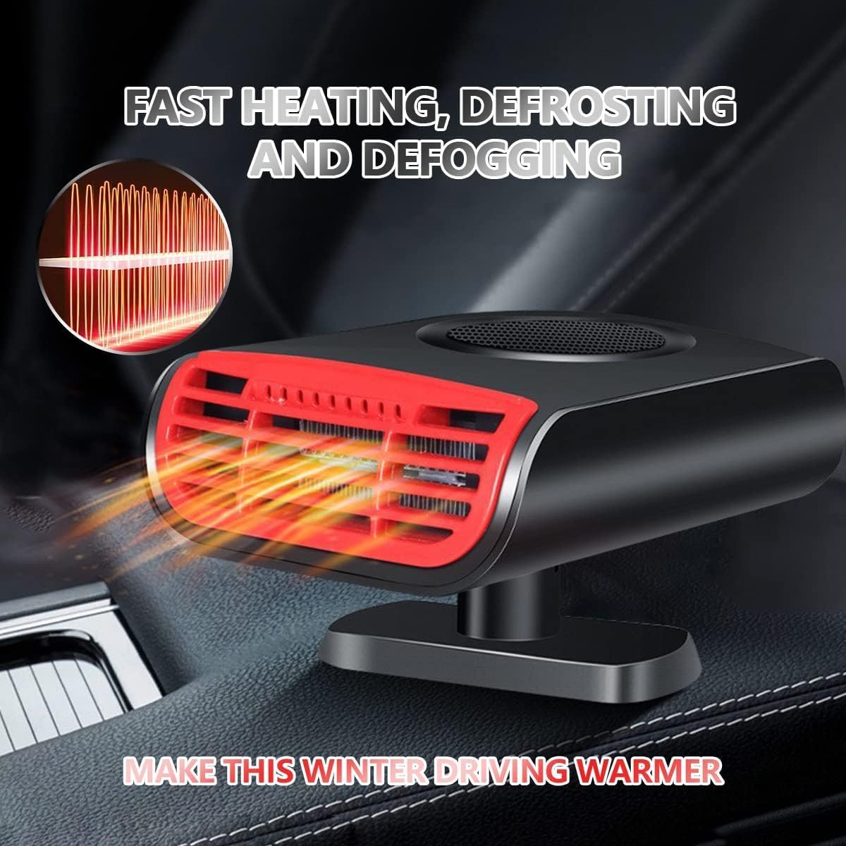 Car Heater, Car Heater Defroster With 2 in 1 Heating/Cooling, Anti-Fog Plug in Cigarette Lighter for Car Defroster Windshield Fast Defogge