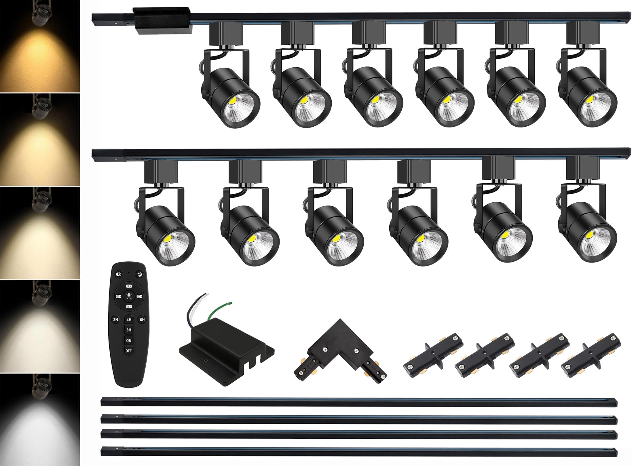 LRAEMXG 12-Light Track Lighting Kit with 13.2FT H Type Track Lighting Rail an...