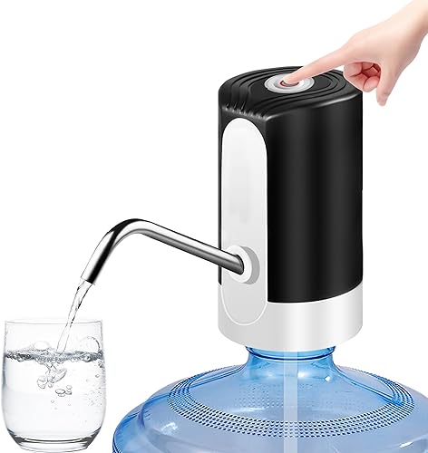 Bomba de mesa de agua, bomba de agua eléctrica de portabilidad con cable de datos USB, bomba automática de botella de agua potable negra para Negro