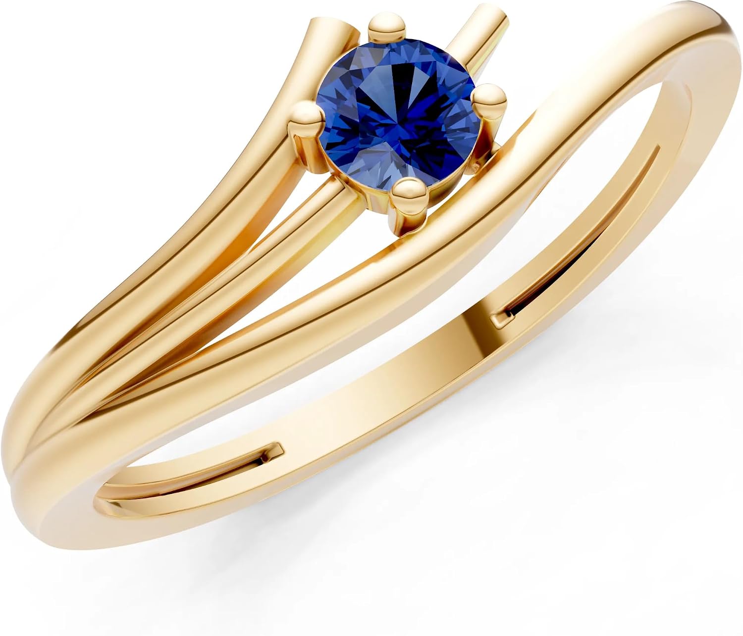 PEORA Round Cut Blue Sapphire Stackable Band Available in Solid 10K, 14K or 18K Ring – White, Yellow or Rose Gold