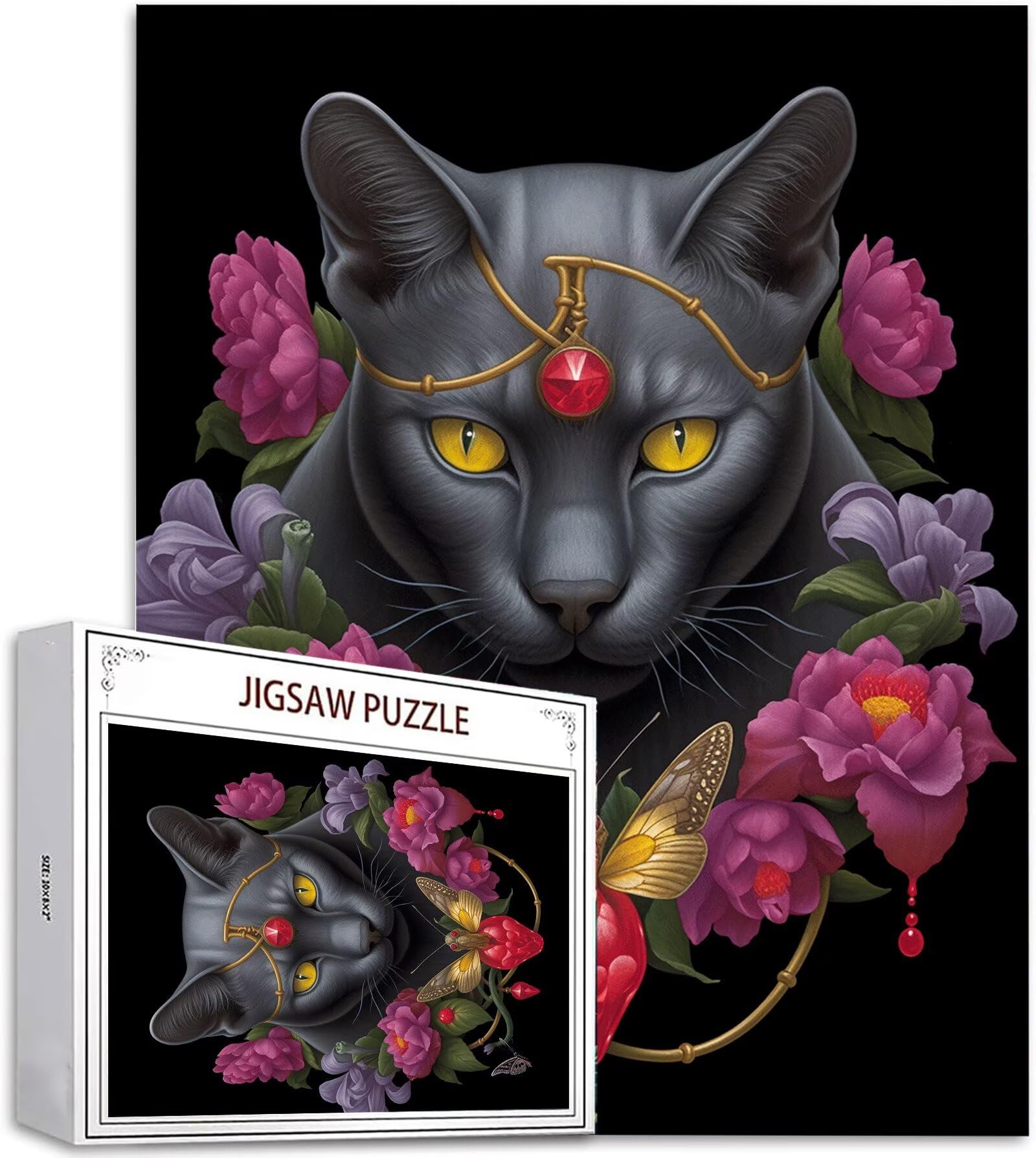 Puzzle kot, 3000 elementów, drewniane puzzle dla dorosłych, wielokolorowe, drewniane puzzle, klasyczne puzzle, kwiaty, drewniana jigsaw dla dorosłych i dzieci w wieku 14 lat, prezenty do domu