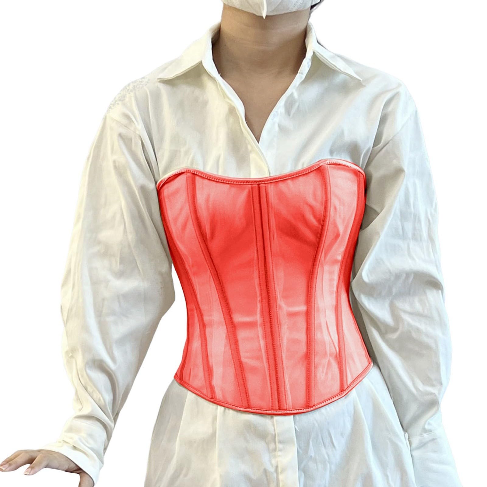 Corset bustier rouge taille M idéal pour sublimer une tenue de soirée moderne - 7