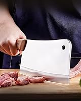 Vista 5 de ZENG JIA DAO Meat Cleaver - 7'' Heavy Duty Butcher Knife Meat Chopper Bone Cutting Knife - High Carbon German Stainless Steel - Pearwood Handle for