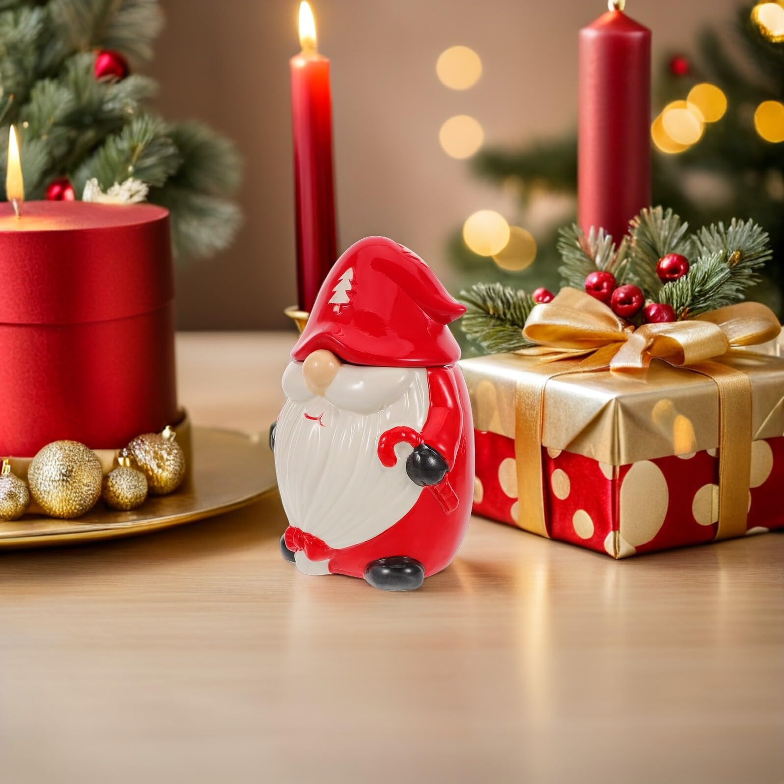 jojofuny Boîtes de Noël Céramique Bocaux Décoratifs à Couvercle Petites Boîtes pour Biscuits et Bonbons Idée Cadeau Festif