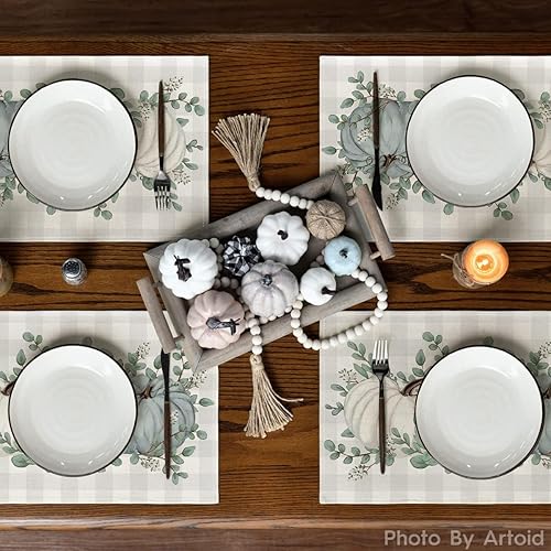 Miniatura 3 de Artoid Mode Juego de 2 manteles individuales de otoño de 12 x 18 pulgadas para decoración de fiestas, cocina, comedor
