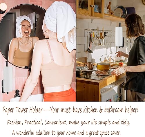 Miniatura 4 de Soporte de pared para toallas de papel debajo del gabinete, 13.2 pulgadas, perforación autoadhesiva de acero inoxidable SUS304 verticalmente