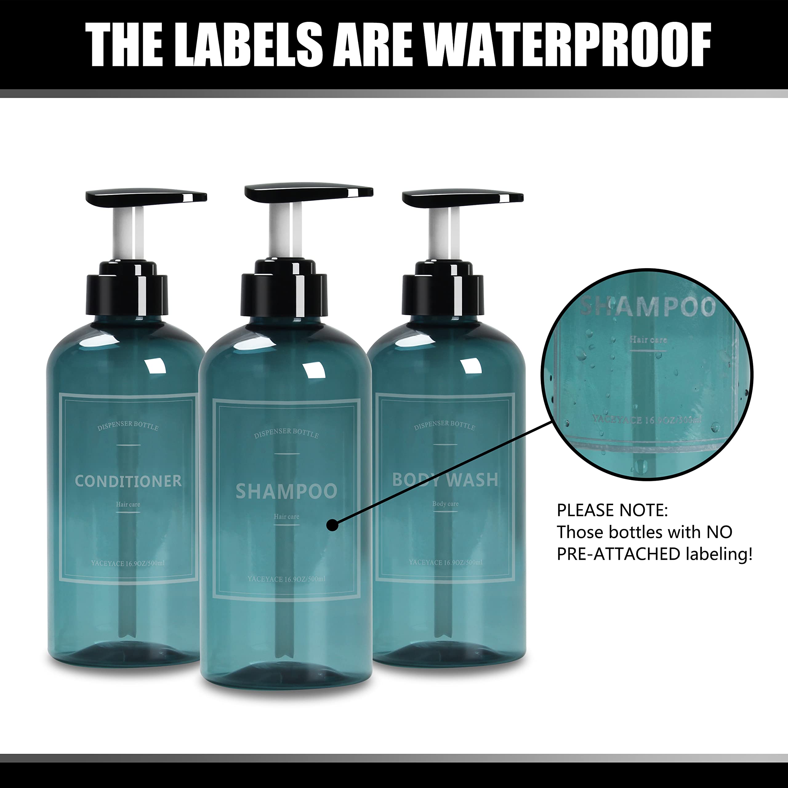 Amazon.co.jp: YACEYACE シャンプーボトル ポンプ付き 3個 16.5オンス