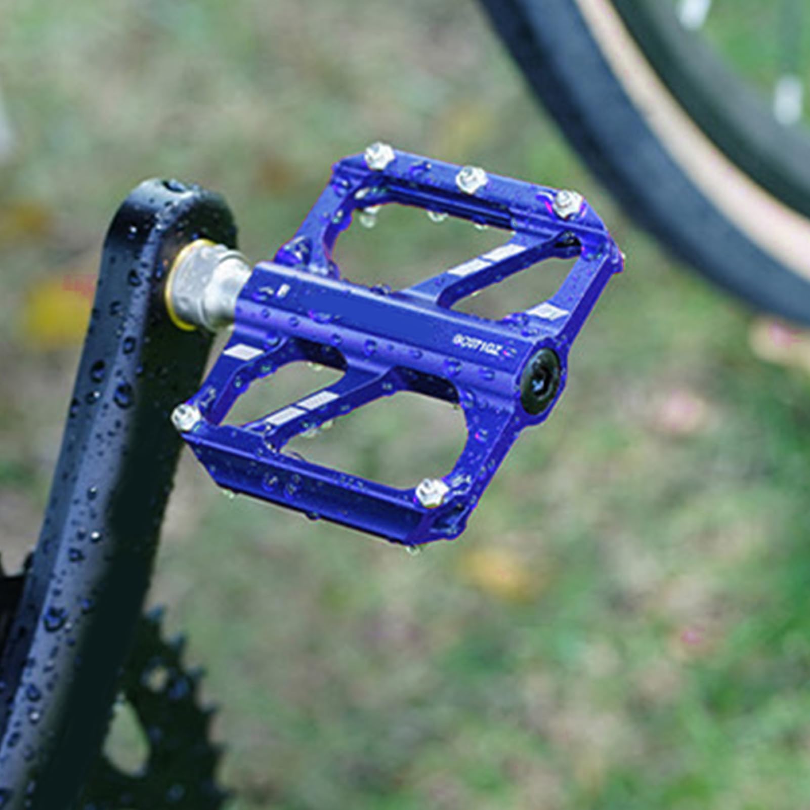 Hapivida Fahrradpedale Leichtbau, Dreifachlager Klickpedale mit Antirutschstiften für Mountainbike Rennrad Trekkingrad Cityrad (Blau) 