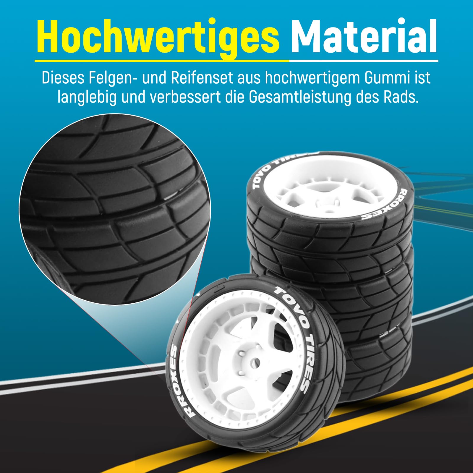 Baoblaze 4 pneumatici di ricambio Rally da 12 mm, resistenti all'usura, per TT02 XV01, 1:10 RC